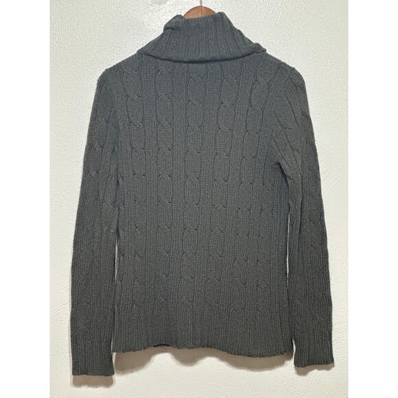 VTG Ralph Lauren Cotton Cable Knit Turtleneck Sweater M Grey Classic Preppy - Picture 7 of 13
